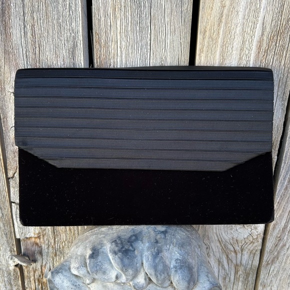 Vintage Caryl Brill Bueno Velvet Silk Clutch Evening Bag Black - Picture 15 of 15
